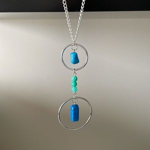 Hanging Hoop gemstone necklace